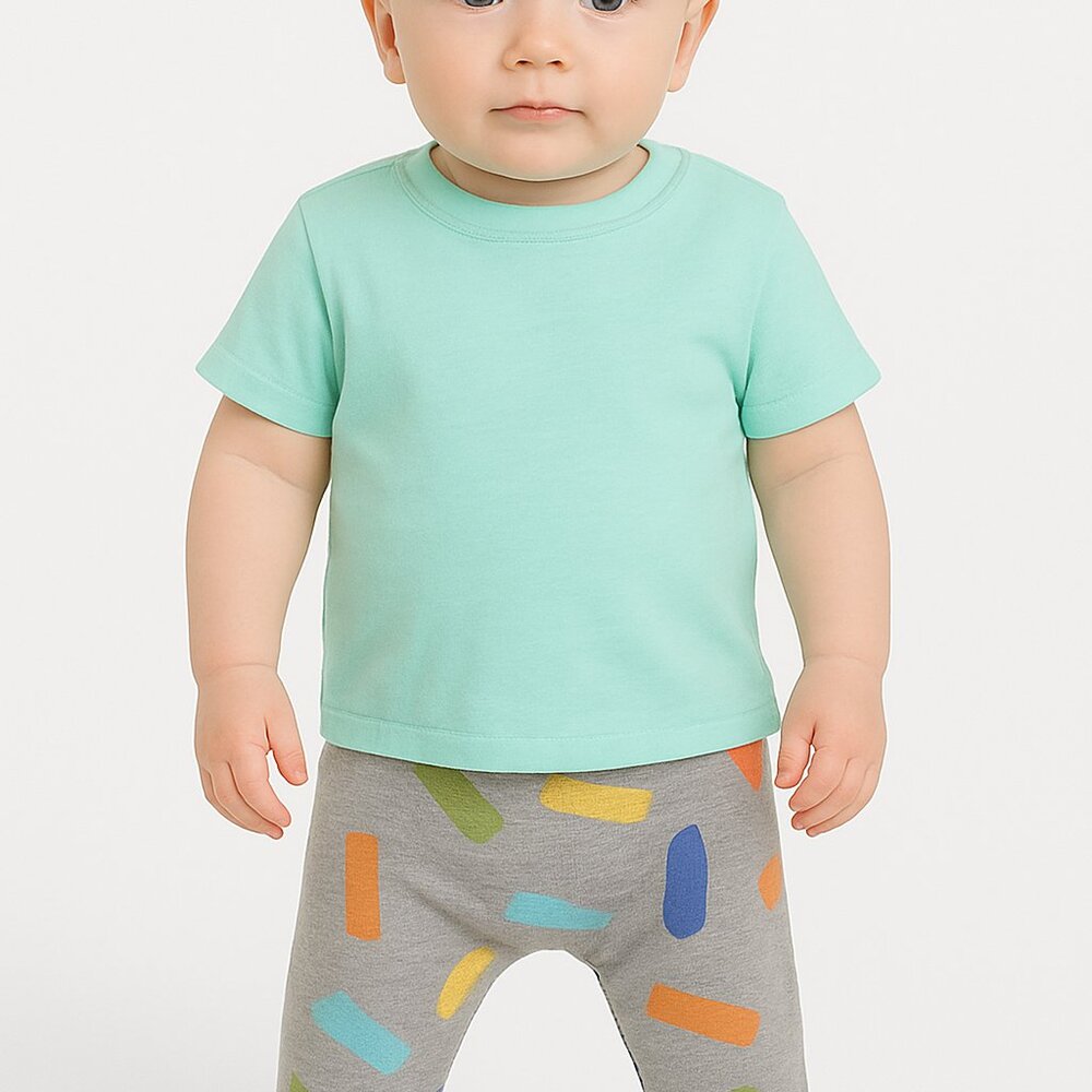 Open Edit Nordstrom Baby Boy Clothes Top & Pants Set 6 Mo Green Multicolor NEW